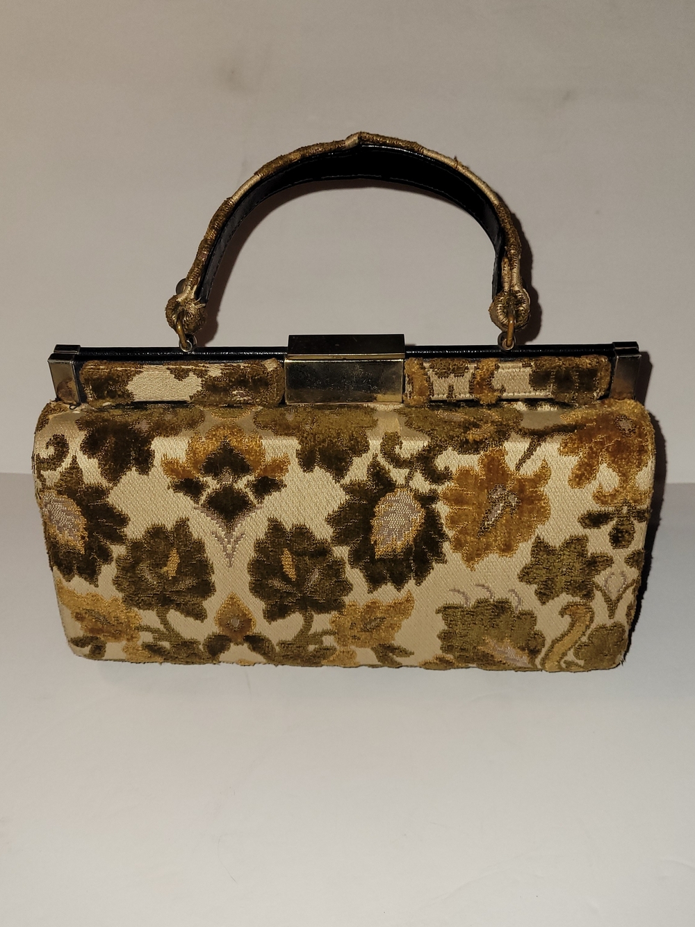 Vintage Meyer's Floral Carpet Velvet Top-Handle Bag